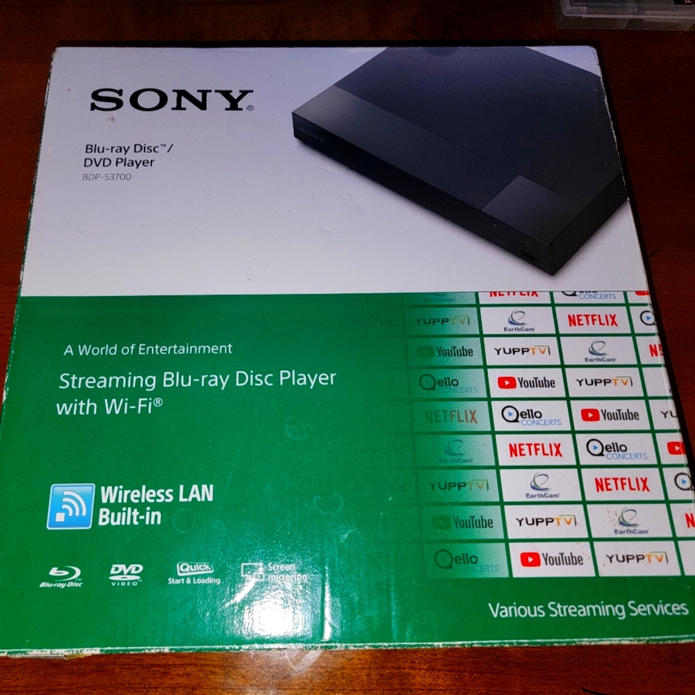 Sony blu-ray disc player and media center.